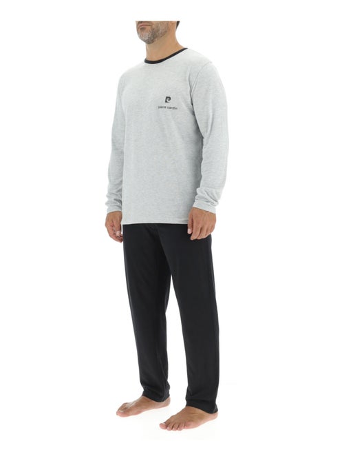 Lange pyjamaset voor heren van effen katoen met logo op de borst. - Kiabi Lange pyjamaset voor heren van effen katoen met logo op de borst. - Kiabi