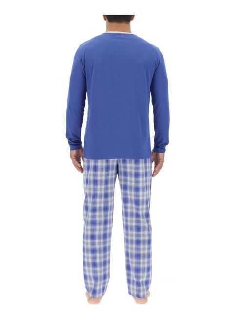 Lange pyjamaset voor heren van geruite poplin met logo op de borst. - Kiabi Lange pyjamaset voor heren van geruite poplin met logo op de borst. - Kiabi