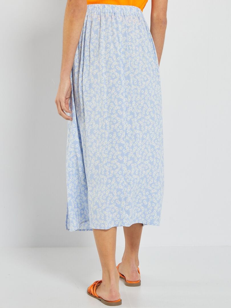 Lange rok met bloemenprint BLAUW - Kiabi
