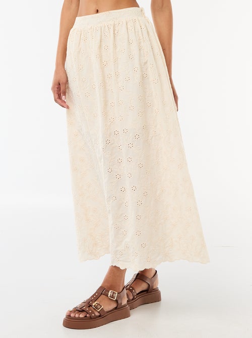 Lange rok met Engels borduurwerk - Kiabi