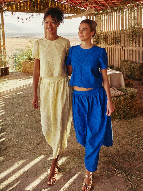 Lange rok met Engels borduurwerk - Kiabi