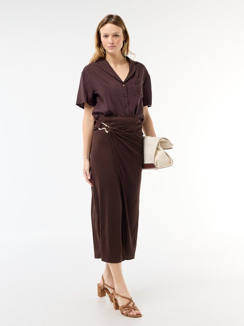 Lange rok met goudkleurige gesp in de taille - Kiabi