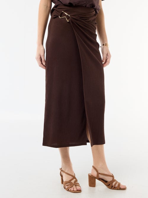 Lange rok met goudkleurige gesp in de taille - Kiabi