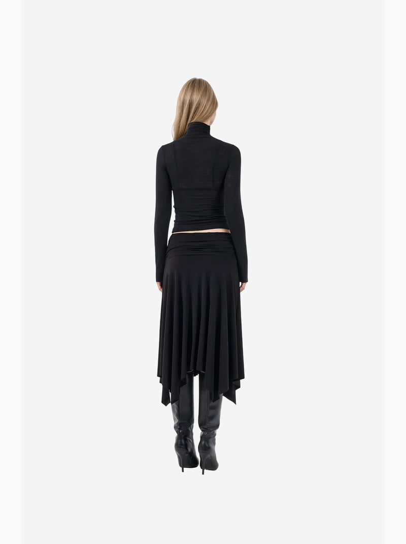 Lange rok met hoge taille en drapeerdetail busem Zwart - Kiabi