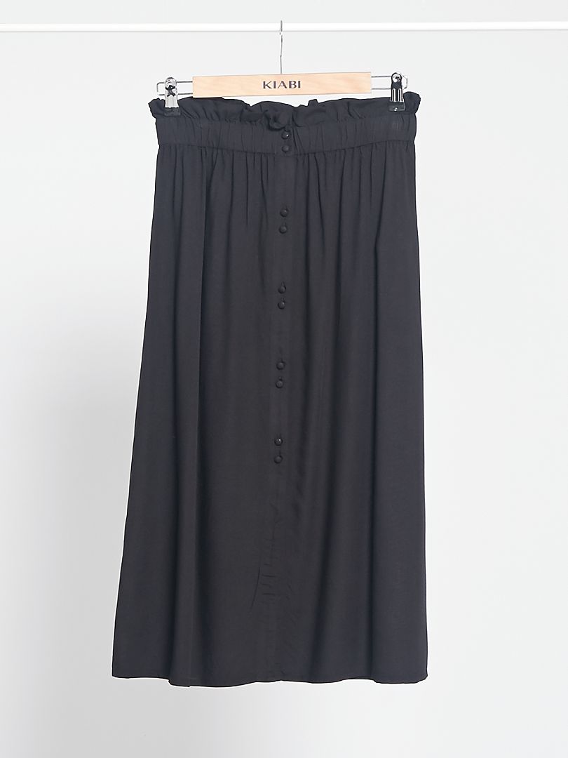 Lange rok met knoopsluiting zwart - Kiabi