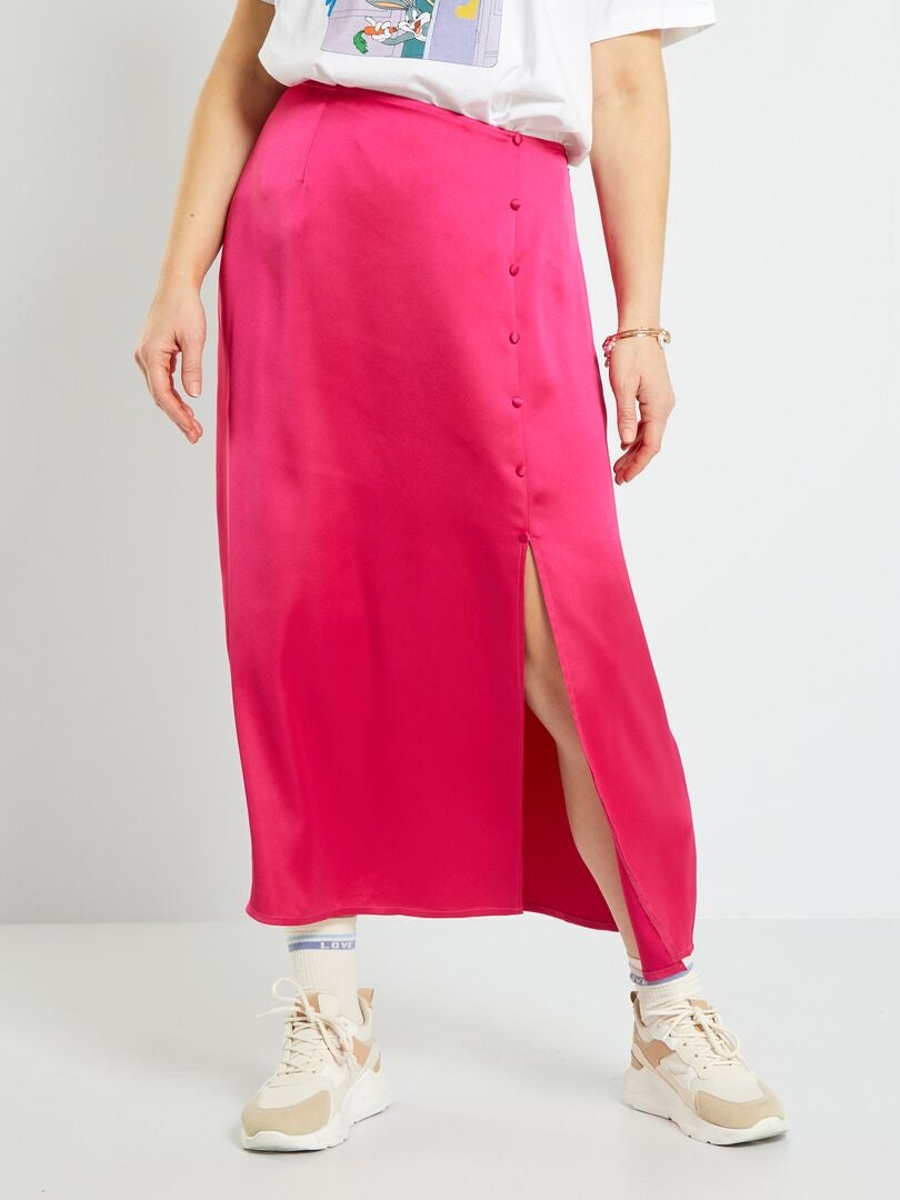 Lange rok met satijnglans roze - Kiabi