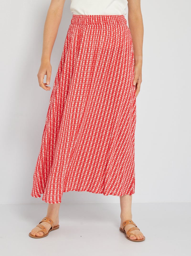 Lange rok met wafeltextuur ROOD - Kiabi