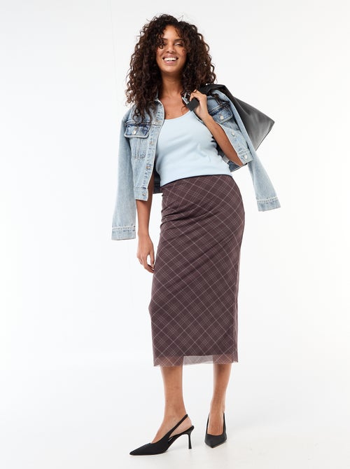 Lange rok van mesh met ruiten - Kiabi