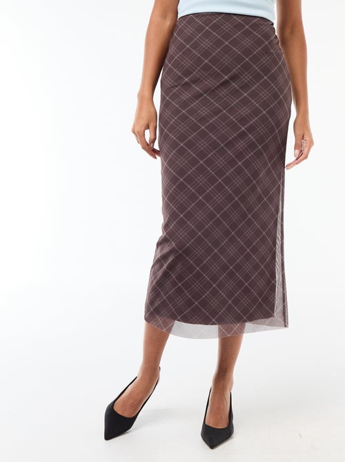 Lange rok van mesh met ruiten - Kiabi