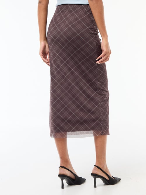 Lange rok van mesh met ruiten - Kiabi