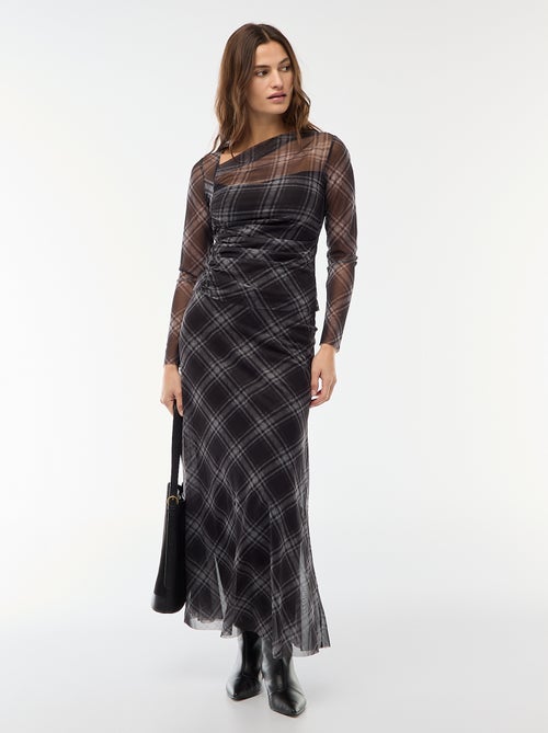 Lange rok van mesh met ruitjes - Kiabi