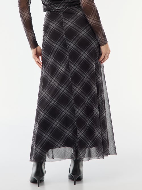 Lange rok van mesh met ruitjes - Kiabi