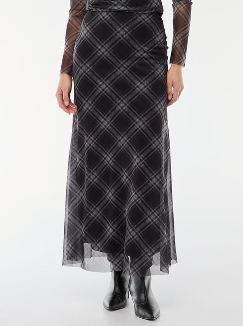 Lange rok van mesh met ruitjes - Kiabi