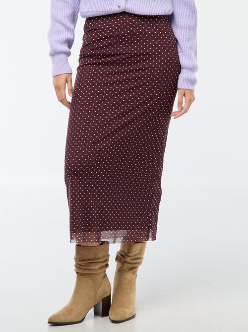 Lange rok van mesh met stippen - Kiabi