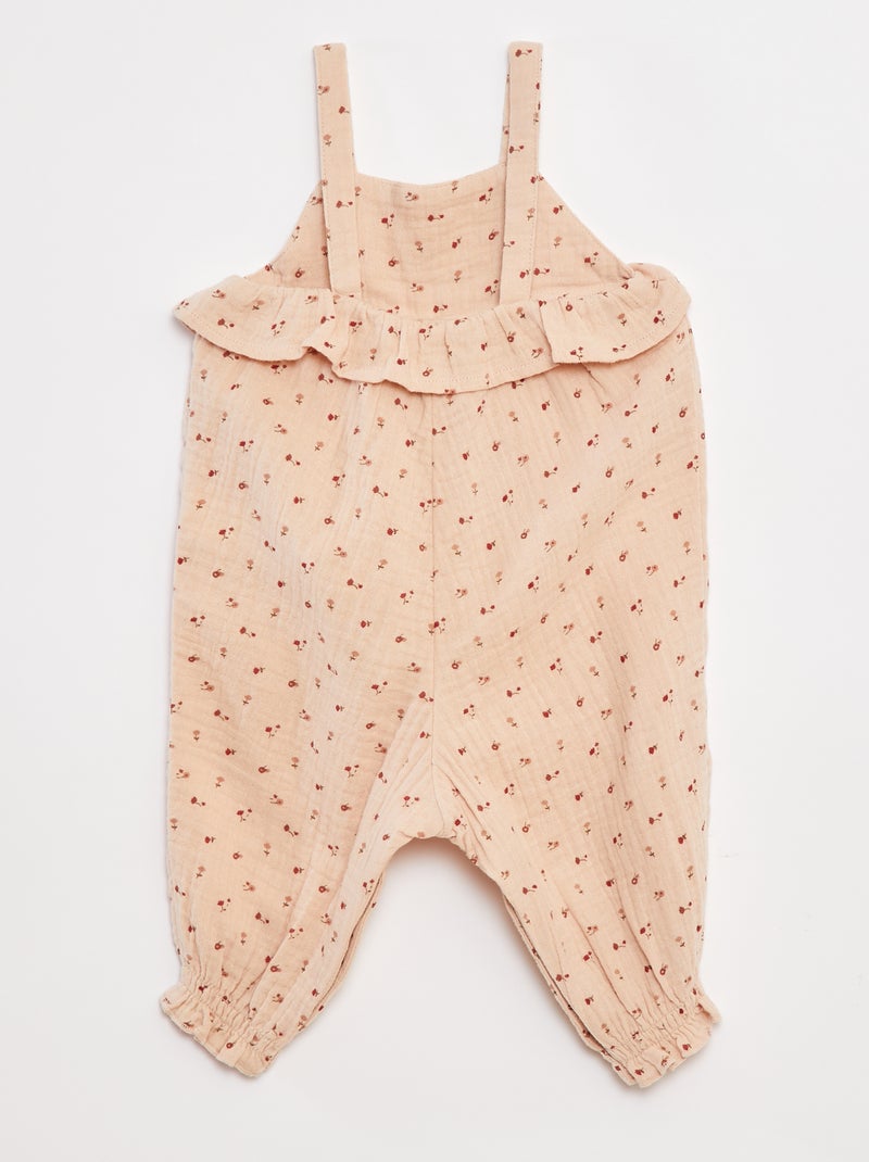 Lange salopette met motiefje Biege - Kiabi