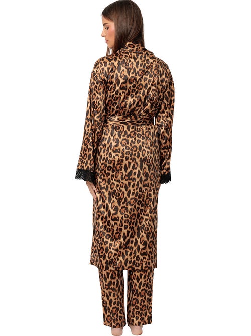 Lange satijnen negligé glam leopard - Kiabi Lange satijnen negligé glam leopard - Kiabi