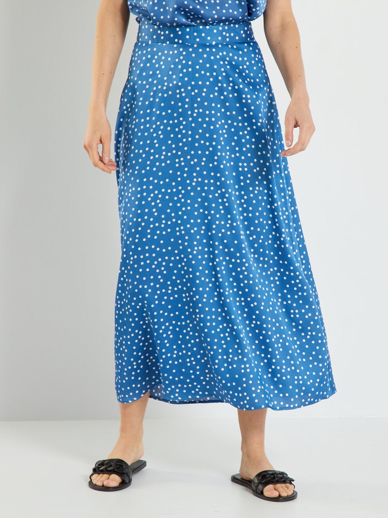 Lange satijnen rok BLAUW - Kiabi