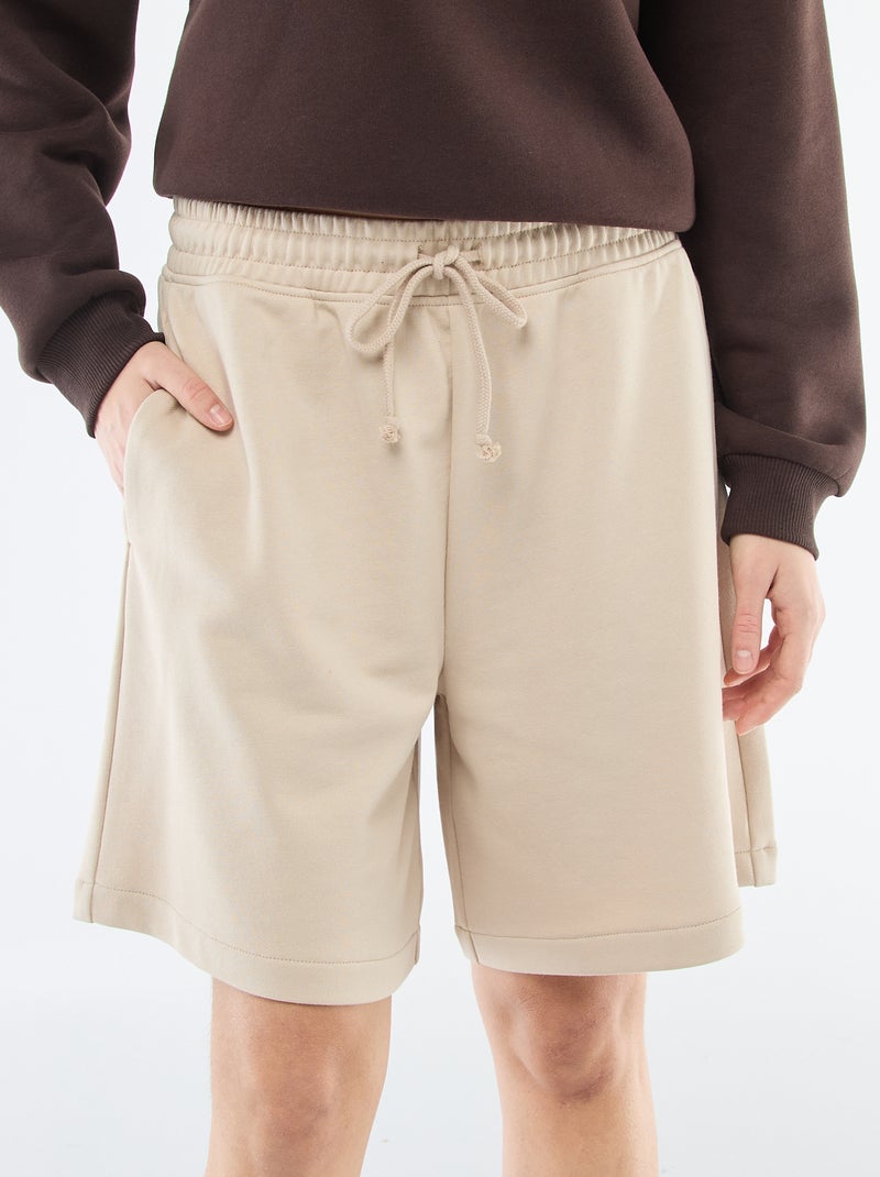 Lange short van french terry Biege - Kiabi