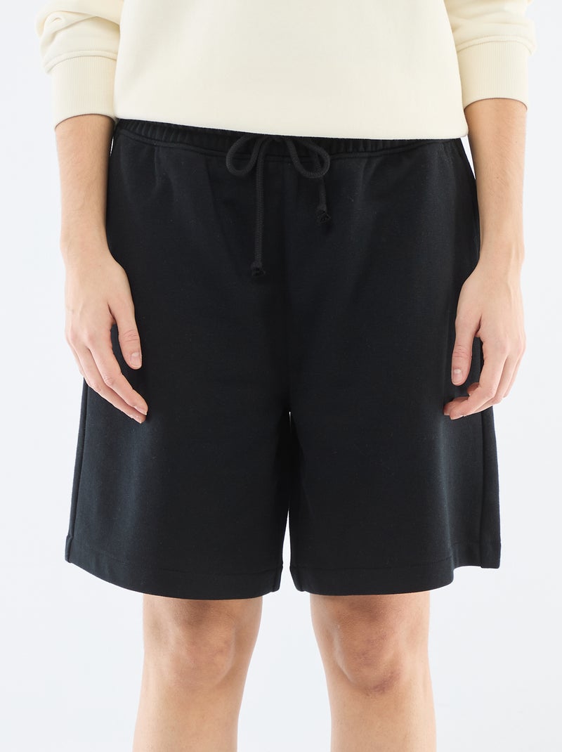 Lange short van french terry Zwart - Kiabi