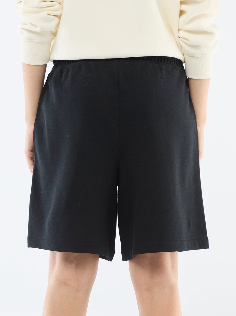 Lange short van french terry Zwart - Kiabi
