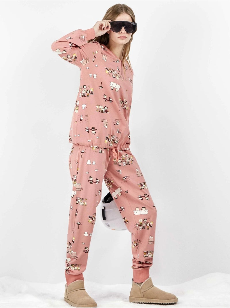 Lange snoopy-bedrukte pyjama Multicolor - Kiabi