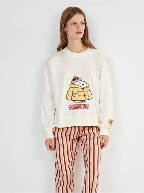 Lange snoopy pyjama met gestreepte broek - Kiabi Lange snoopy pyjama met gestreepte broek - Kiabi