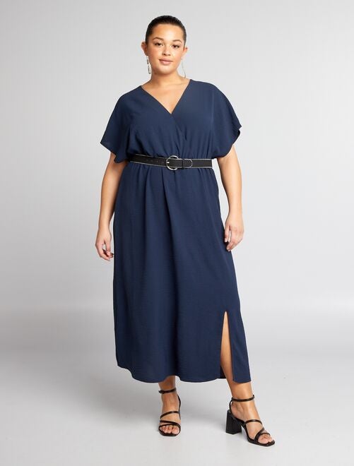 Lange, soepelvallende jurk met korte mouw - Kiabi