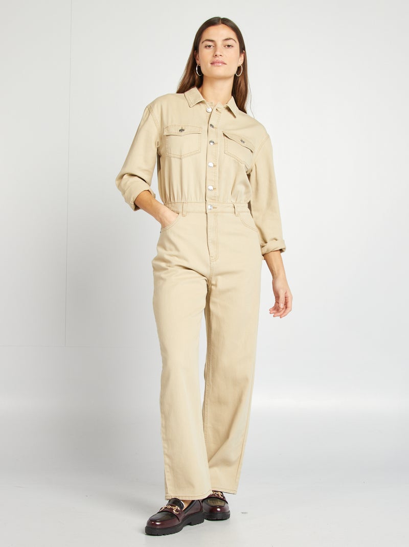 Lange spijkerjumpsuit BIEGE - Kiabi