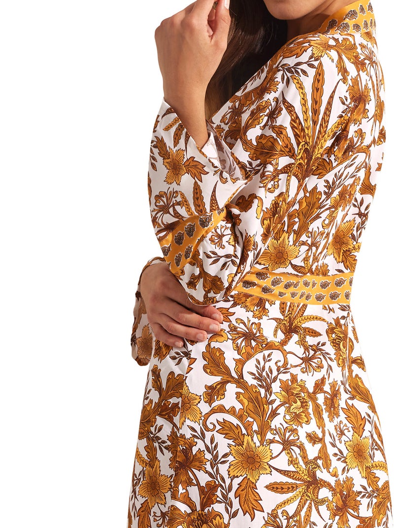 Lange strand kimono acanthus Geel - Kiabi
