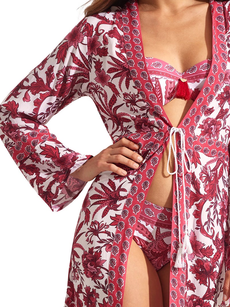 Lange strand kimono acanthus Roze - Kiabi