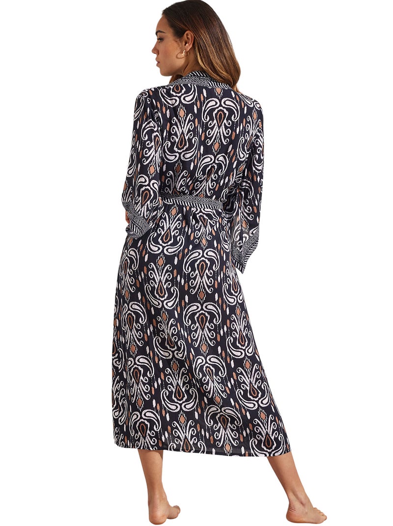 Lange strand kimono venecia Zwart - Kiabi