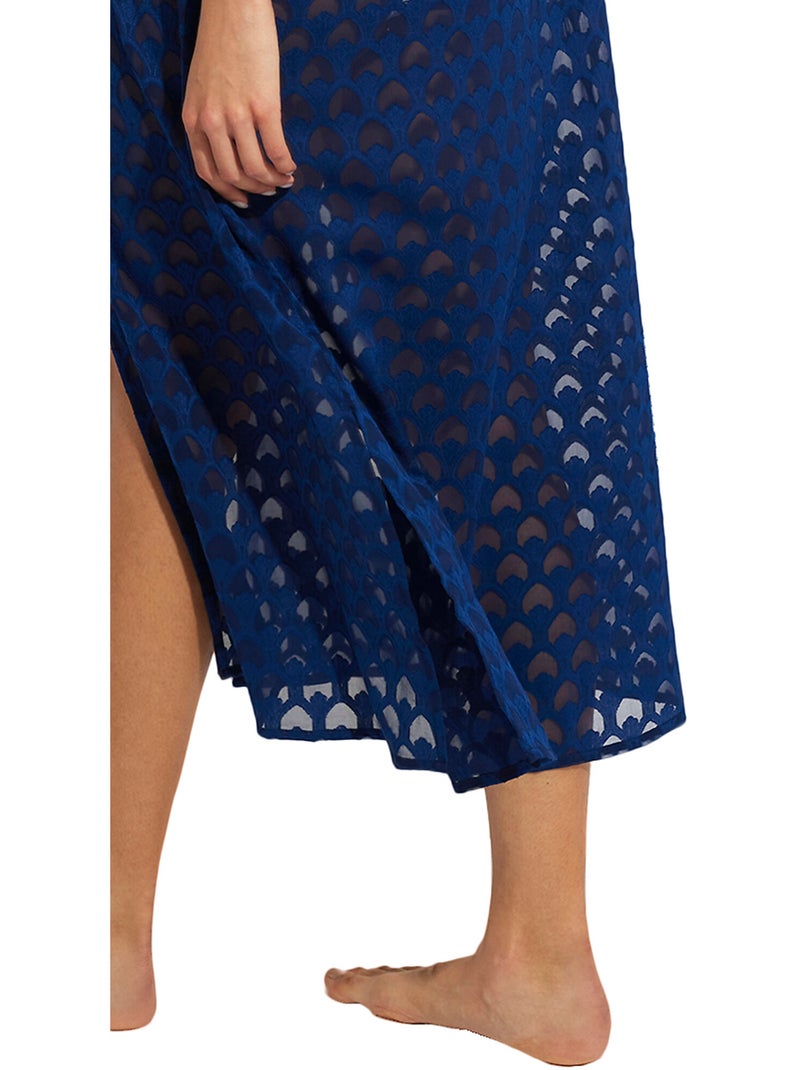 Lange strandtuniek slipe mouwen sicilia Marineblauw - Kiabi