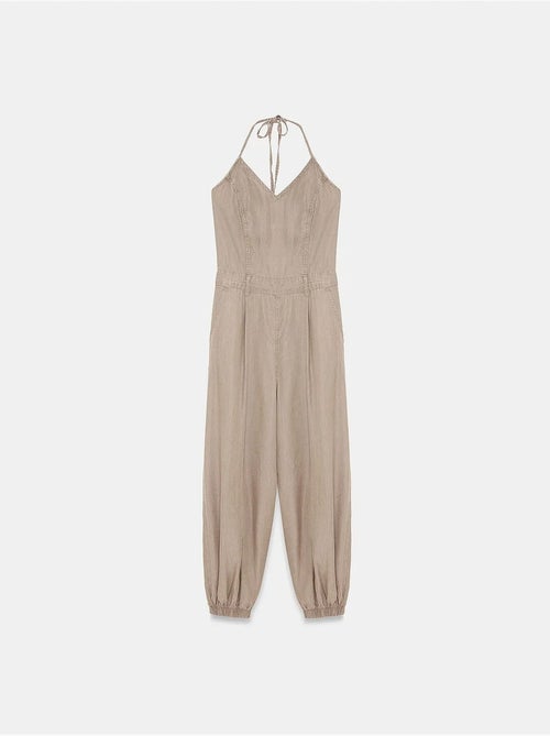 Lange tencel jumpsuit met halternek dilvin - Kiabi