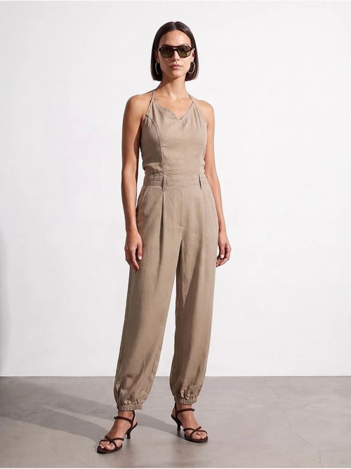Lange tencel jumpsuit met halternek dilvin - Kiabi