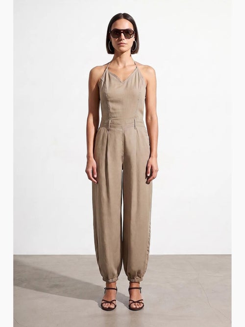 Lange tencel jumpsuit met halternek dilvin - Kiabi