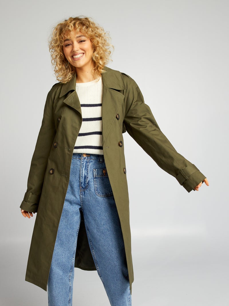 Lange, soepelvallende trenchcoat - BIEGE - - 45.00