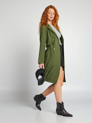 Lange trenchcoat met dubbele knoopsluiting