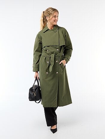 Lange trenchcoat met dubbele knoopsluiting