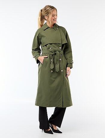 Lange trenchcoat met dubbele knoopsluiting
