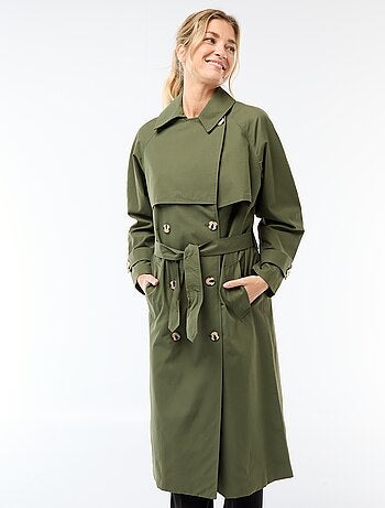 Lange trenchcoat met dubbele knoopsluiting