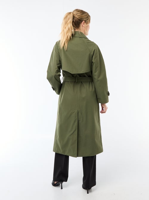 Lange trenchcoat met dubbele knoopsluiting - Kiabi