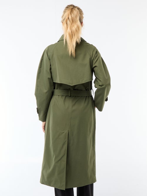 Lange trenchcoat met dubbele knoopsluiting - Kiabi