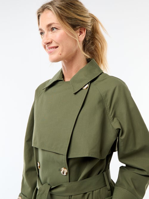 Lange trenchcoat met dubbele knoopsluiting - Kiabi