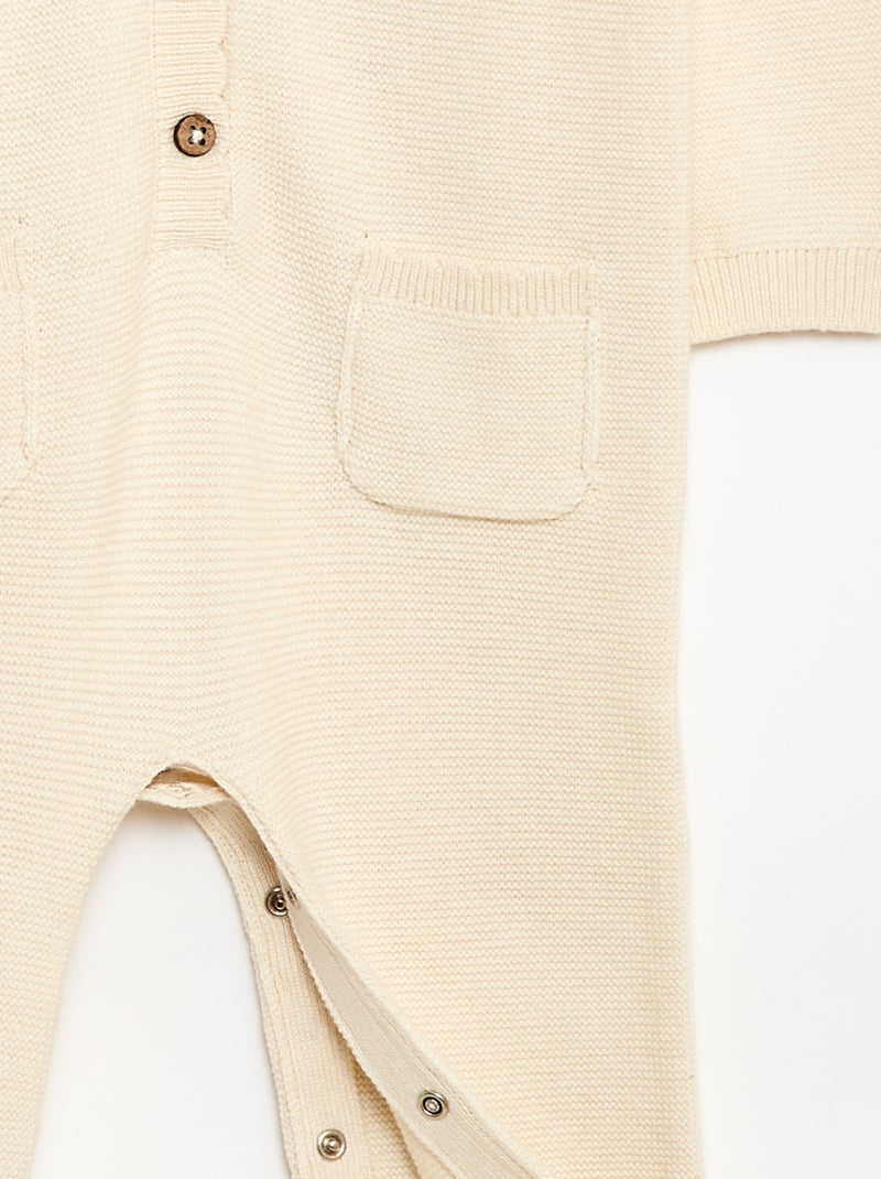 Lange tricot overall met ribbelsteek Wit - Kiabi