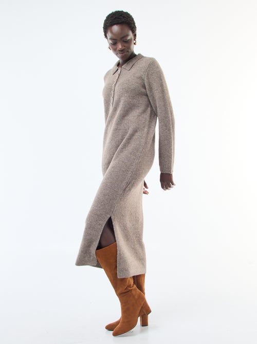 Lange trui-jurk met polokraagje - Kiabi