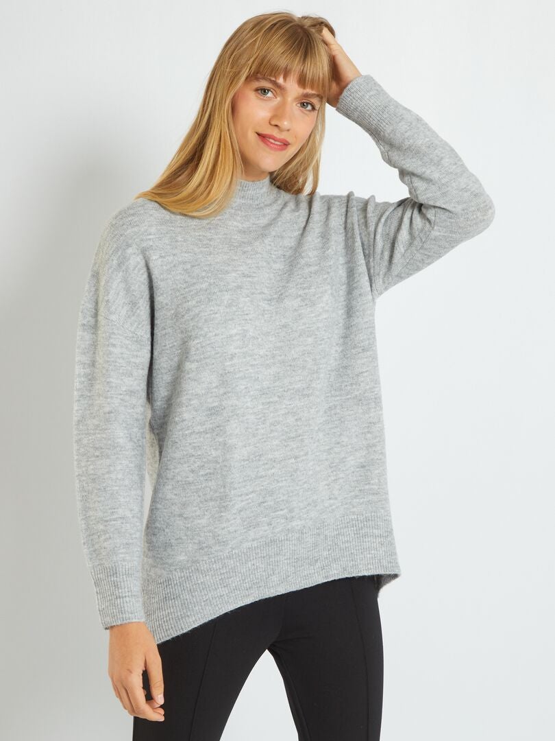 Thomas Maine groen effen trui merinowol half zip