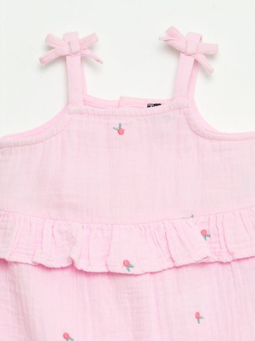 Lange tuinbroek met bandjes van katoenpopeline - Kiabi