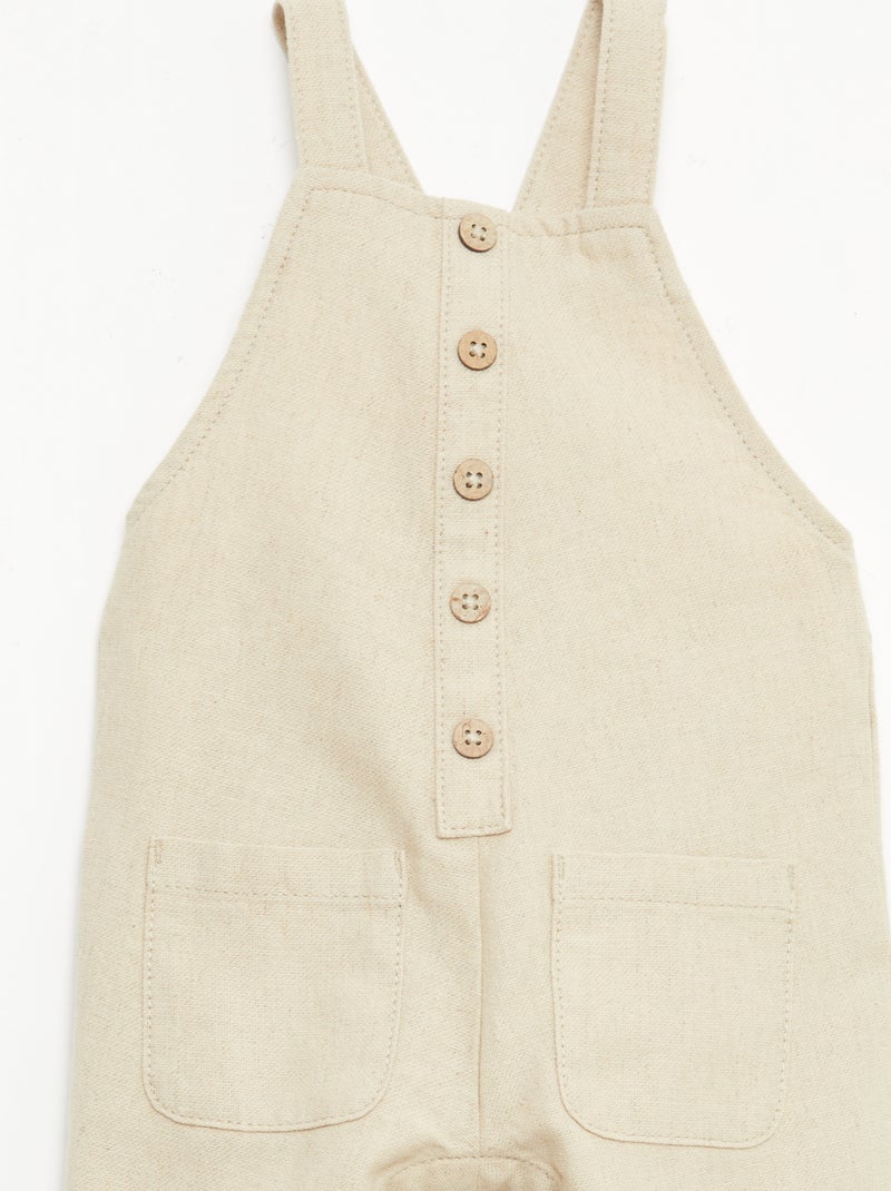 Lange tuinbroek van linnenmix Biege - Kiabi