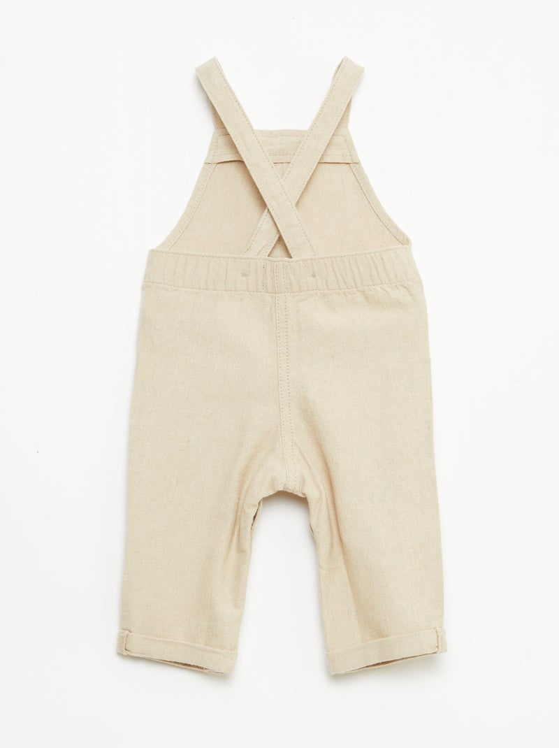 Lange tuinbroek van linnenmix Biege - Kiabi