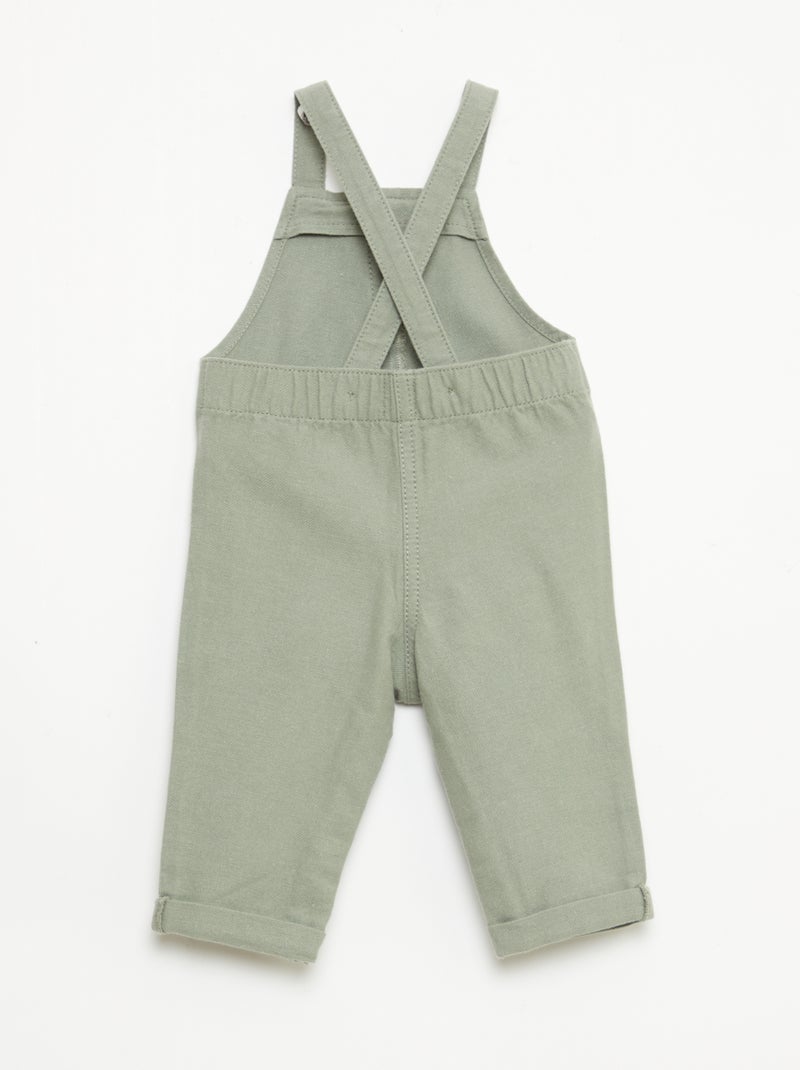 Lange tuinbroek van linnenmix Groen - Kiabi